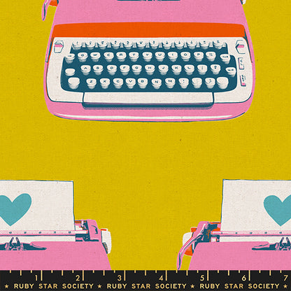 Melody Miller Ruby Star Society Moda Fabrics Best Day Ever Typewriters Canvas RS0108 17L Golden