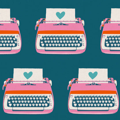 Melody Miller Ruby Star Society Moda Fabrics Best Day Ever Typewriters Canvas RS0108 23L Teal