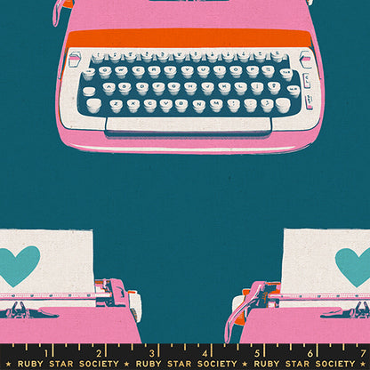 Melody Miller Ruby Star Society Moda Fabrics Best Day Ever Typewriters Canvas RS0108 23L Teal
