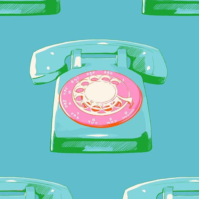 Melody Miller Ruby Star Society Moda Fabrics Sparkle Mart Telephones RS0121 16 Turquoise