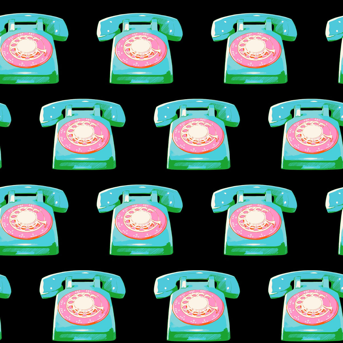 Melody Miller Ruby Star Society Moda Fabrics Sparkle Mart Telephones RS0121 18 Black