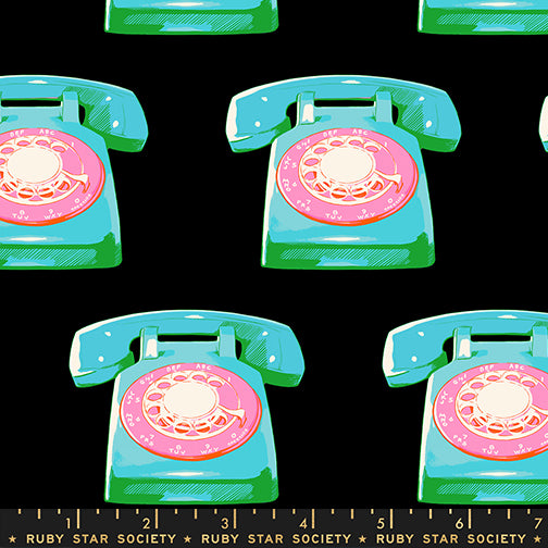 Melody Miller Ruby Star Society Moda Fabrics Sparkle Mart Telephones RS0121 18 Black