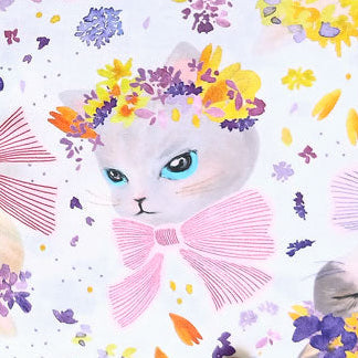 Moelan Studio Nora Fabrics Dressed Up Cats AM1014-A White