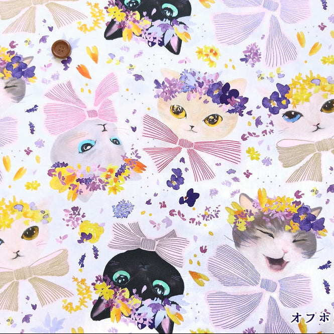 Moelan Studio Nora Fabrics Dressed Up Cats AM1014-A White