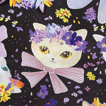 Moelan Studio Nora Fabrics Dressed Up Cats AM1014-B Black 