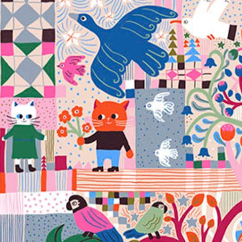 Monika Forsberg FreeSpirit Fabrics Just Kitten Around Around Town Panel PWMF022