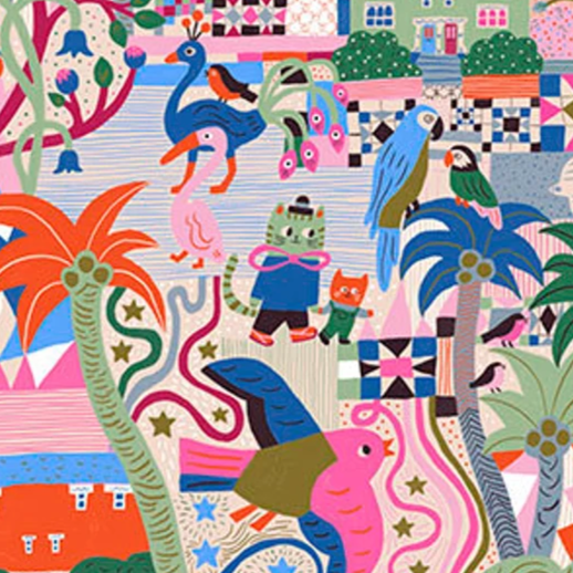 Monika Forsberg FreeSpirit Fabrics Just Kitten Around Around Town Panel PWMF022