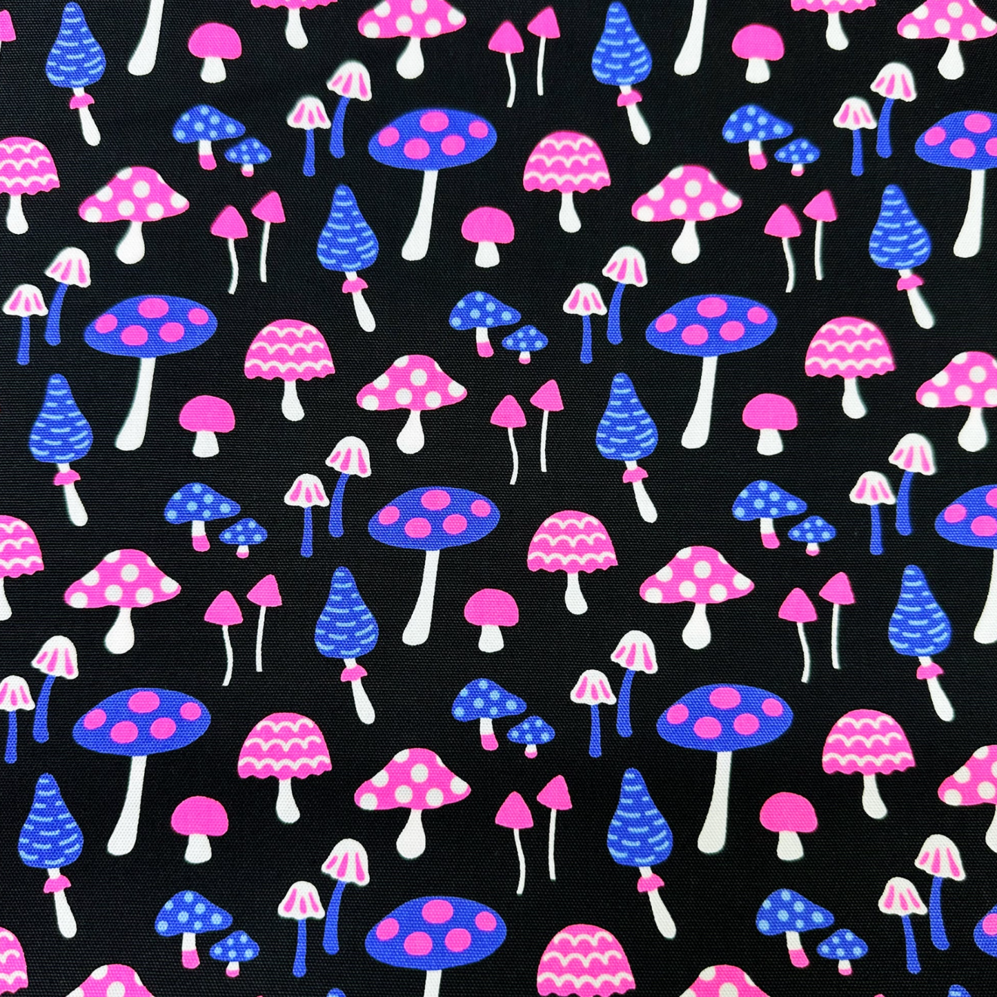 Mushrooms Black Neon Pink Fabric Japanese Import