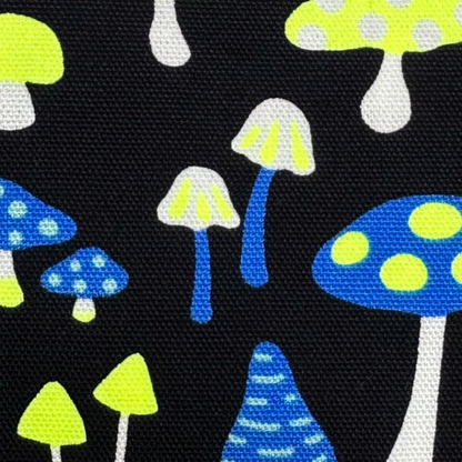 Mushrooms Black Neon Yellow Fabric Japanese Import