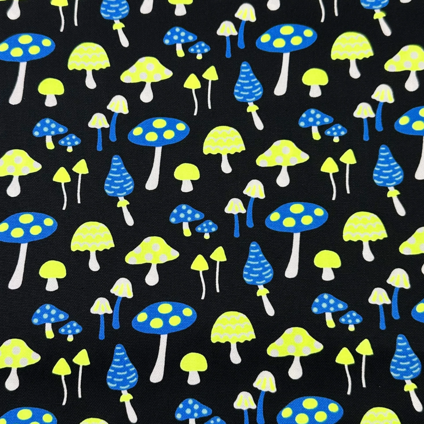 Mushrooms Black Neon Yellow Fabric Japanese Import