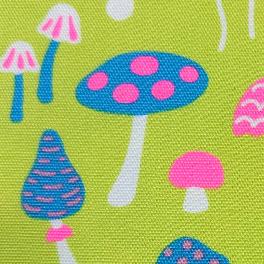 Mushrooms Citron Neon Fabric Japanese Import