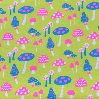 Mushrooms Citron Neon Fabric Japanese Import