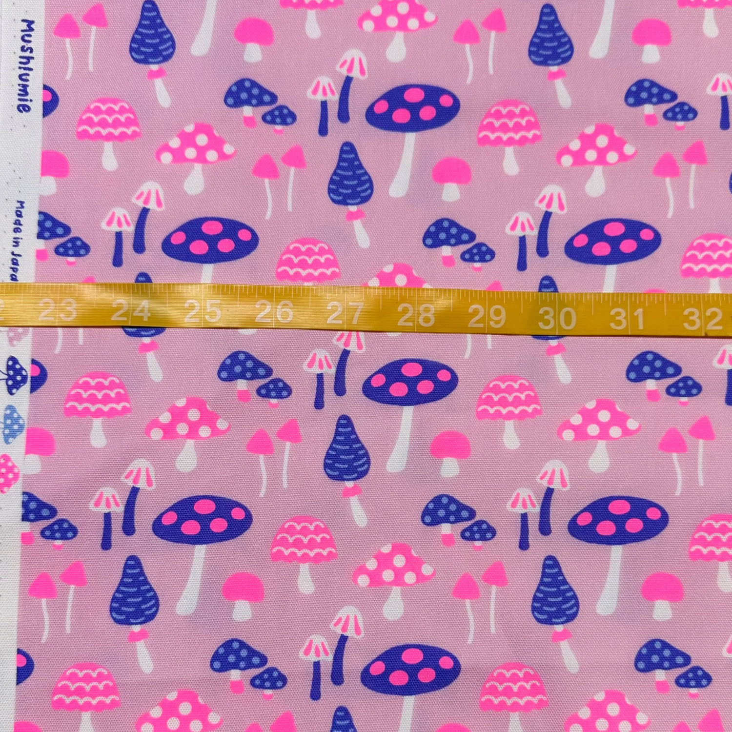 Mushrooms Pink Neon Fabric Japanese Import