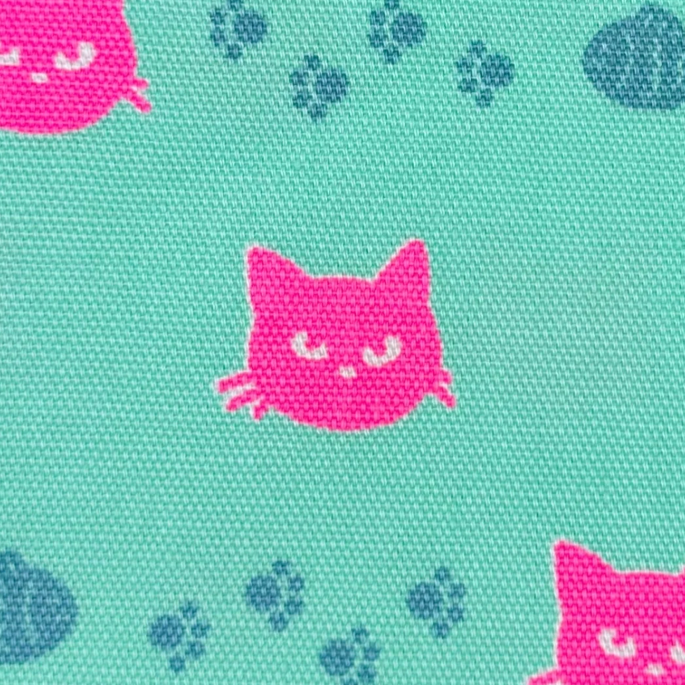 Neon Cat Aqua Neon Pink Fabric Japanese Import