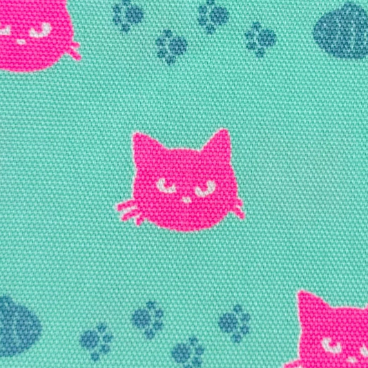 Neon Cat Aqua Neon Pink Fabric Japanese Import