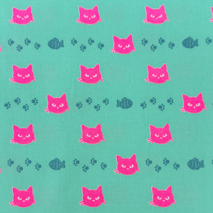 Neon Cat Aqua Neon Pink Fabric Japanese Import