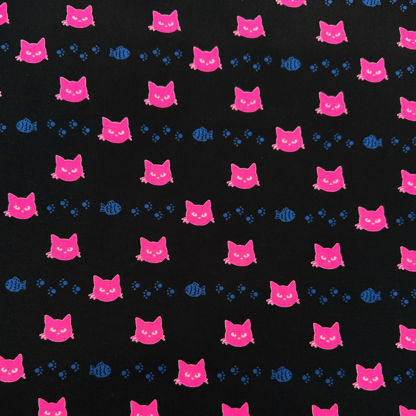 Neon Cat Black Neon Pink Fabric Japanese Import