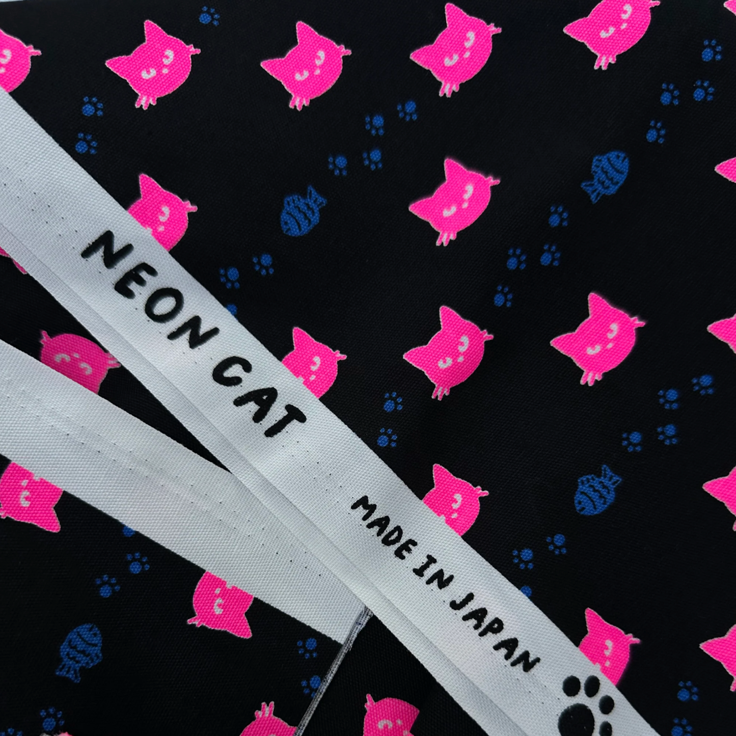 Neon Cat Black Neon Pink Fabric Japanese Import