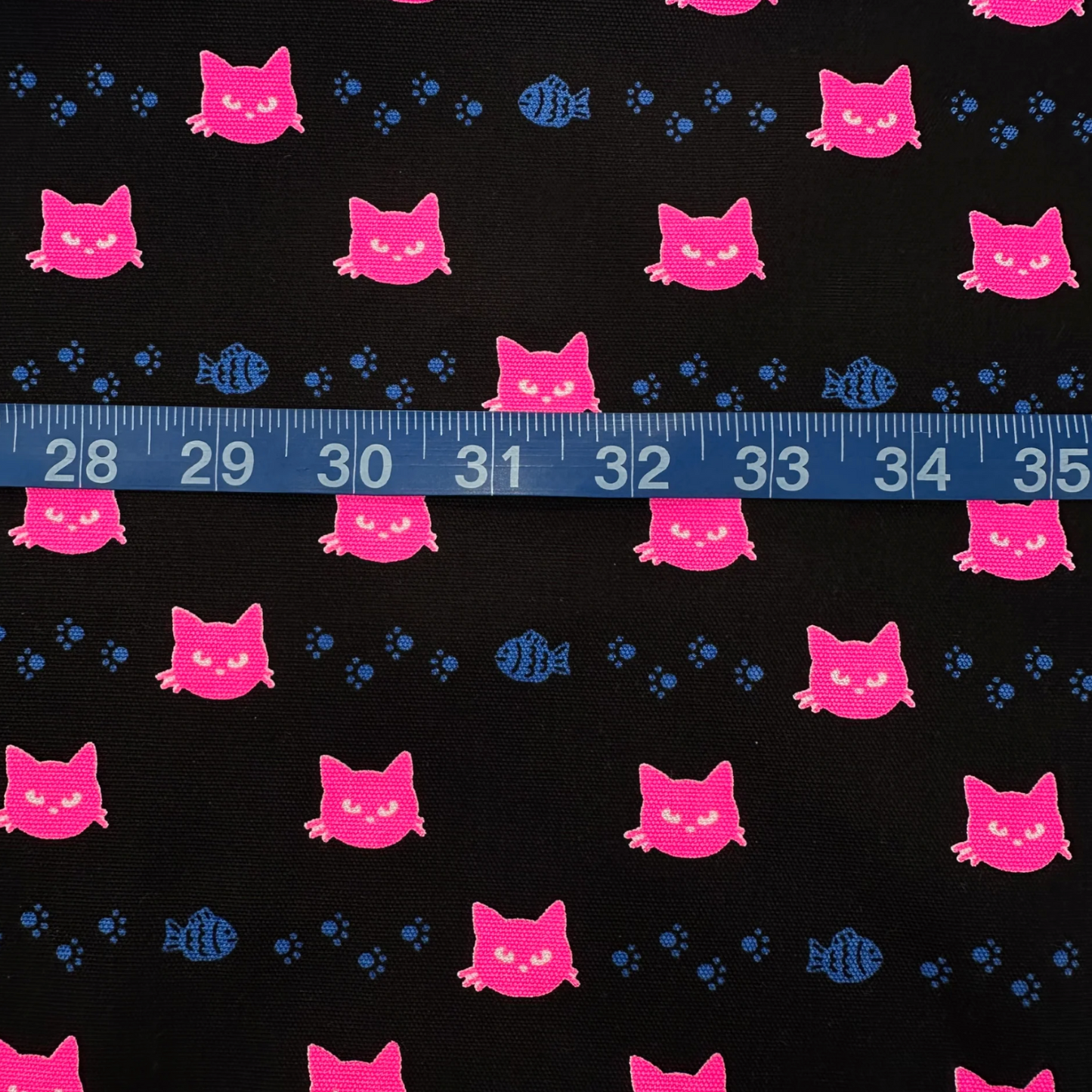 Neon Cat Black Neon Pink Fabric Japanese Import