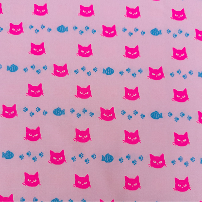 Neon Cat Pink Neon Pink Fabric Japanese Import