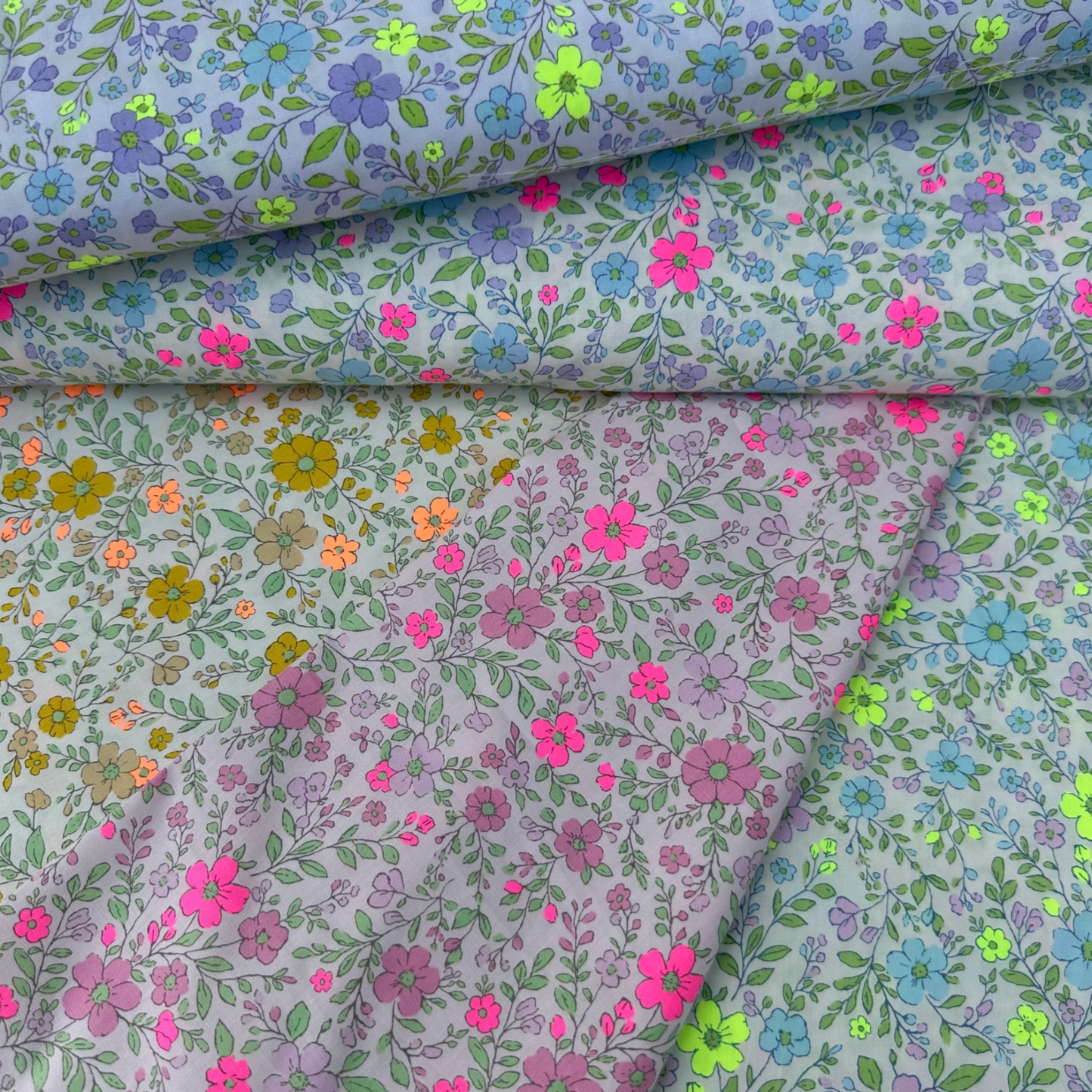 Neon Flower Natural Neon Pink Fabric Japanese Import