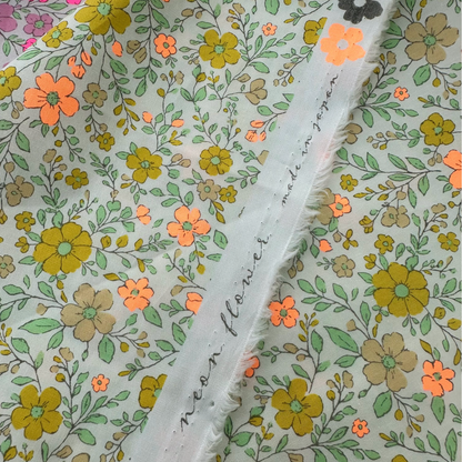 Neon Flower Orange Neon Orange Fabric Japanese Import