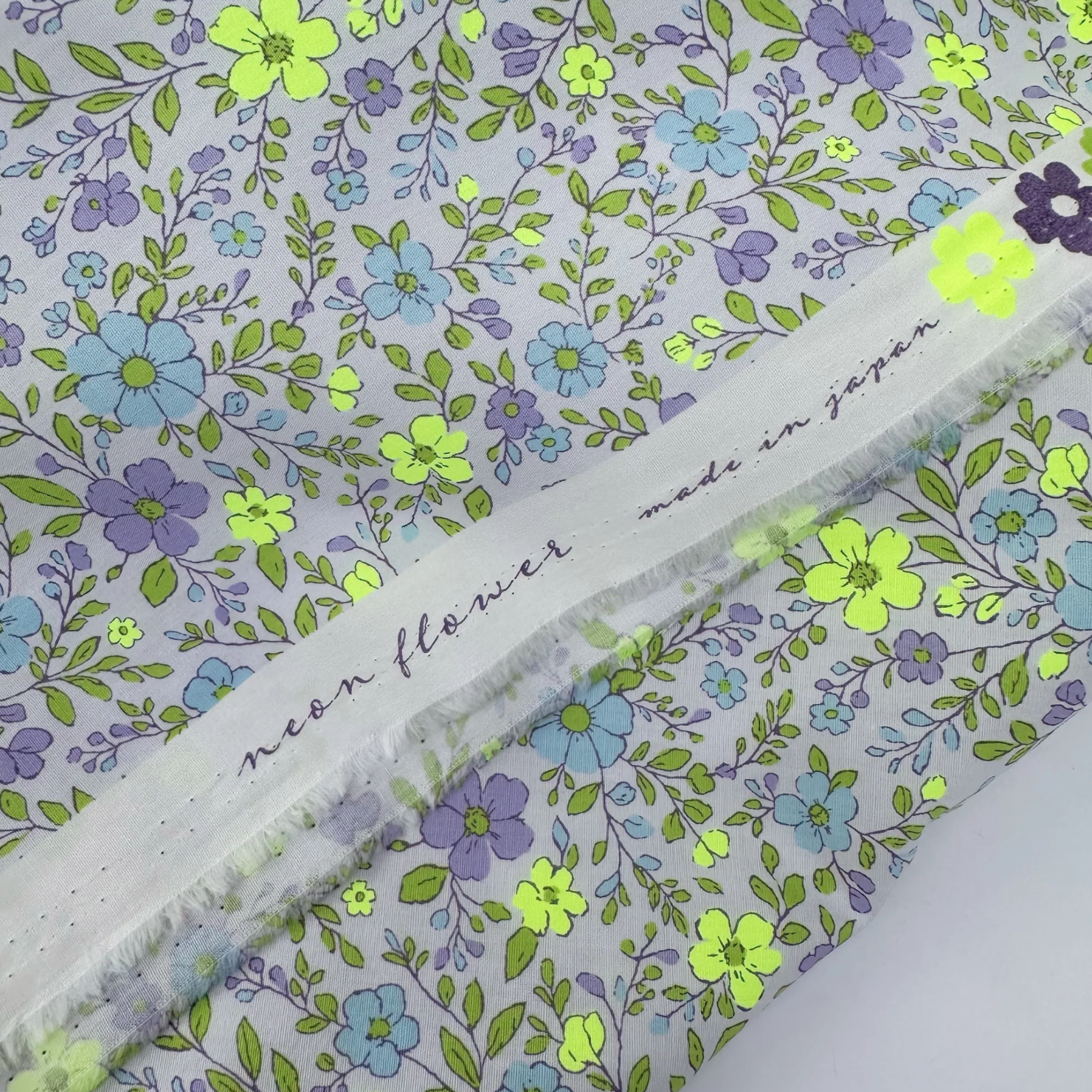 Neon Flower Purple Neon Yellow Fabric Japanese Import