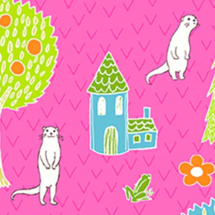 Otter Romp Otter Village Paintbrush Studio Fabrics Pink 12099303