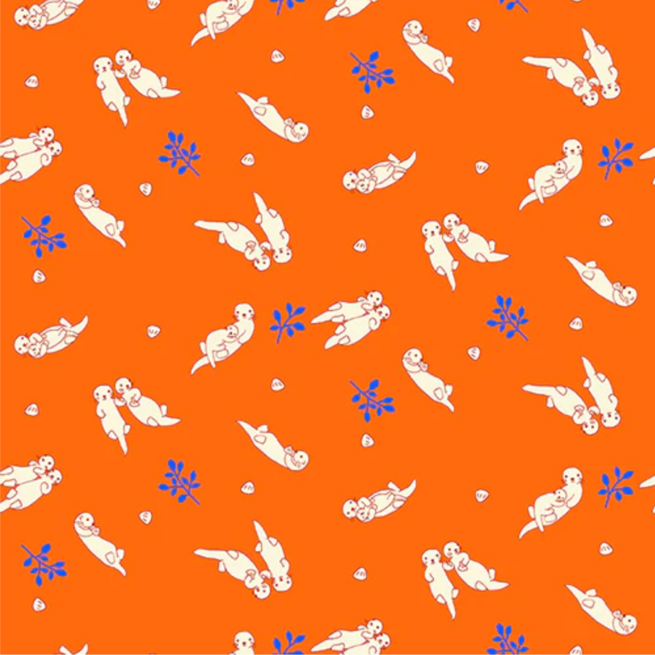 Otter Romp Swimming Paintbrush Studio Fabrics Orane 12099324