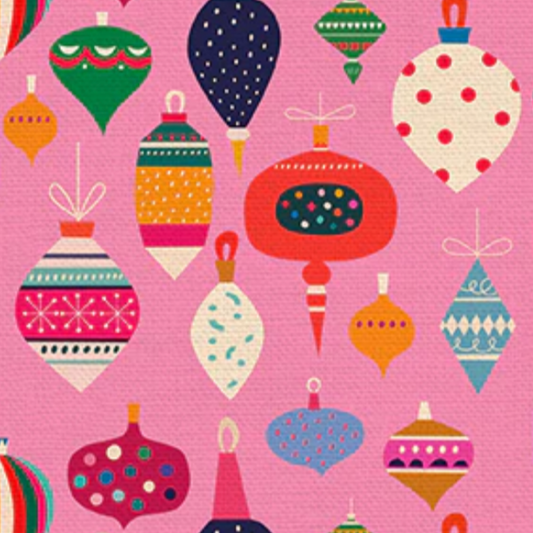 PBS Fabrics Paintbrush Studio Fabrics Modern Holiday Ornaments Pink 12-24725