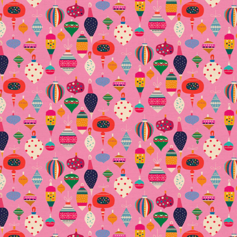 PBS Fabrics Paintbrush Studio Fabrics Modern Holiday Ornaments Pink 12-24725