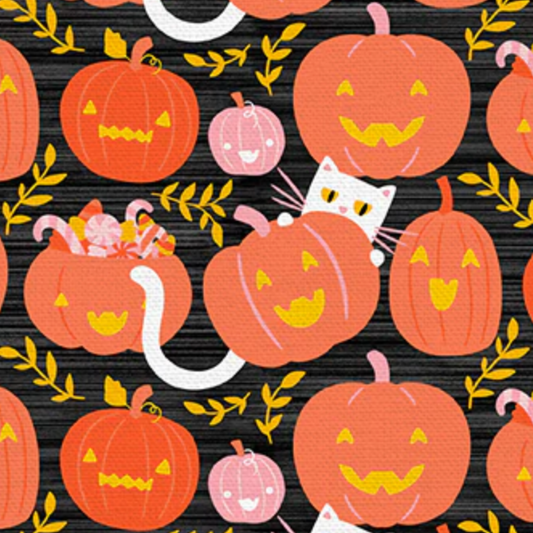 PBS Fabrics Paintbrush Studio Fabrics Mystical Manor Pumpkin Cats Black 120-24686