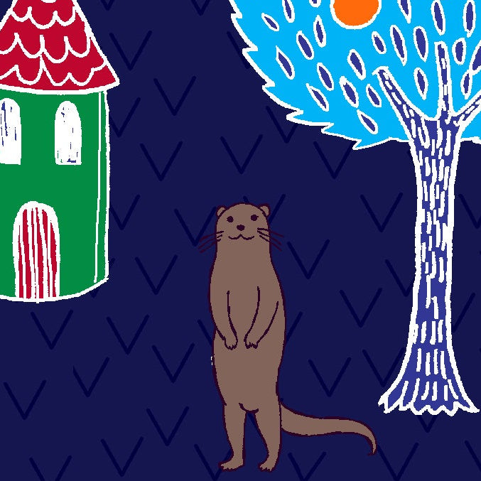 PBS Fabrics Paintbrush Studio Fabricss Otter Romp Village 12099305 Navy