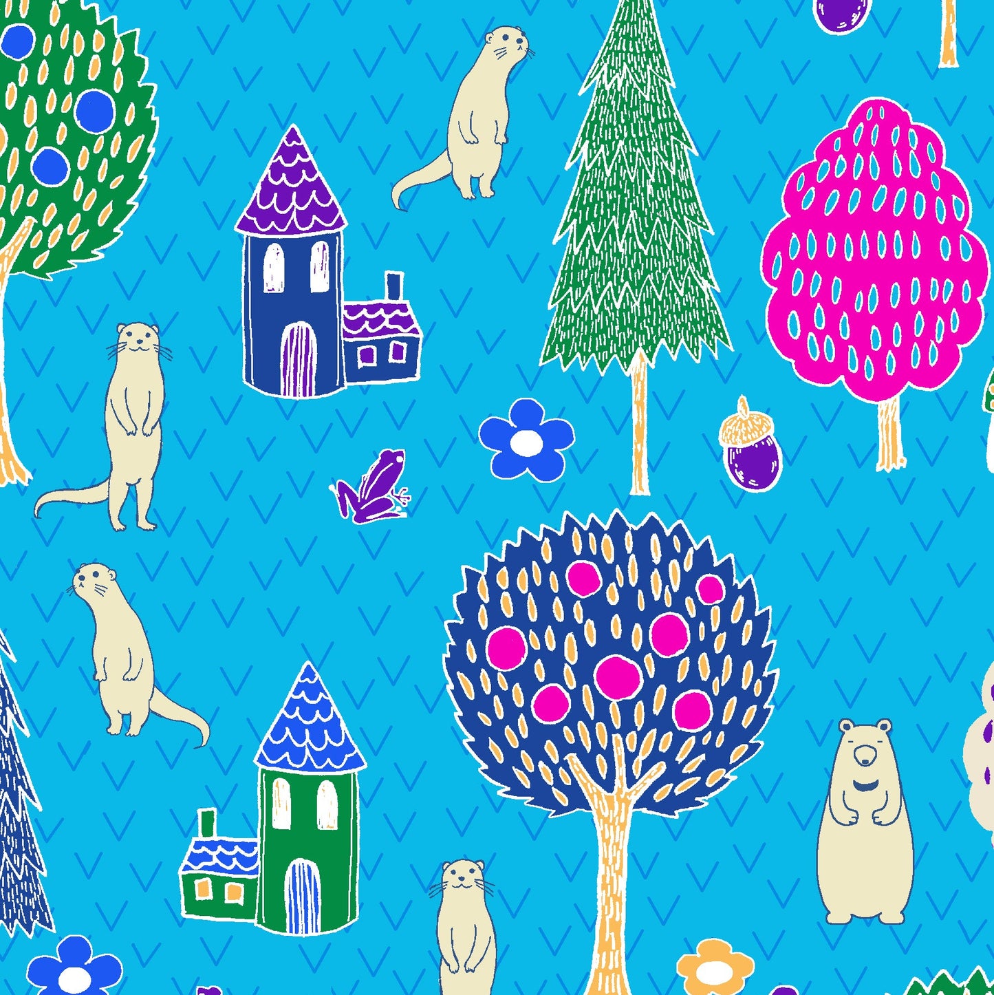 Paintbrush Studio Fabrics Otter Rom Otter Village Blue 12099302