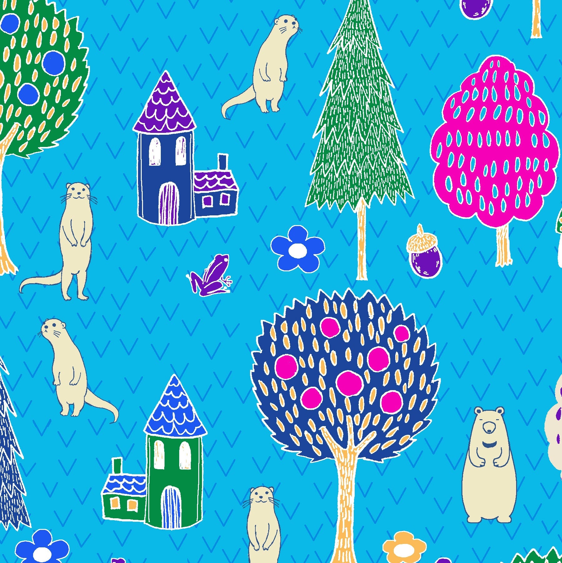 Paintbrush Studio Fabrics Otter Rom Otter Village Blue 12099302