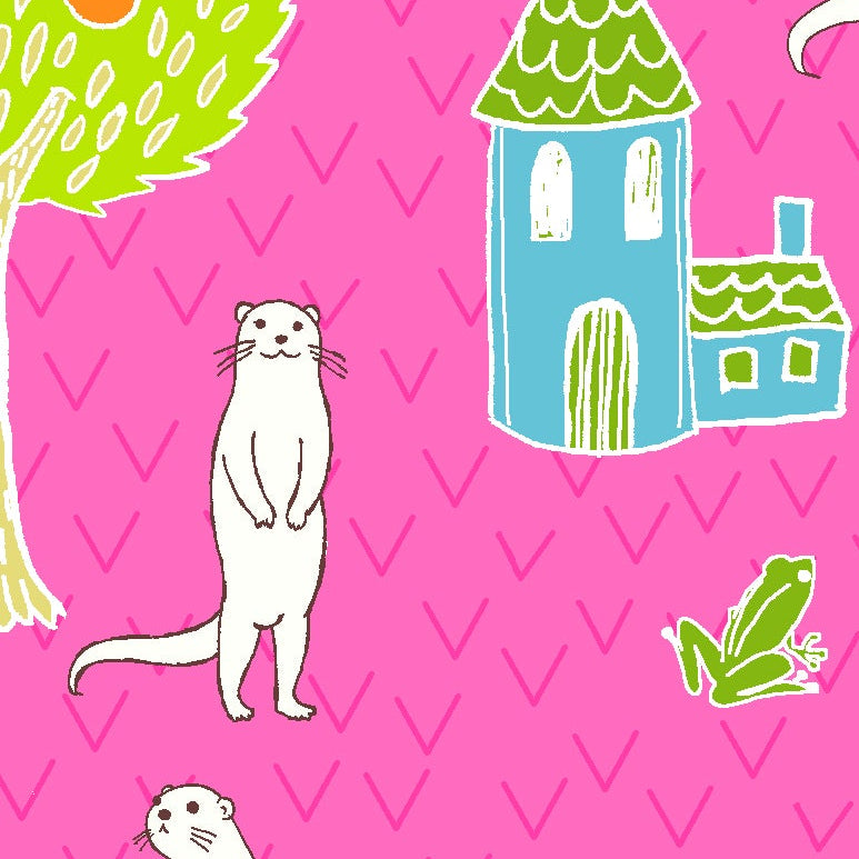 Paintbrush Studio Fabrics Otter Rom Otter Village Pink 12099303