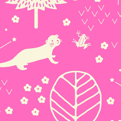 Paintbrush Studio Fabrics Otter Romp Otter Forest 12099312 Pink