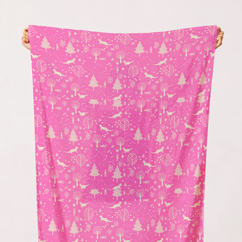 Paintbrush Studio Fabrics Otter Romp Otter Forest 12099312 Pink