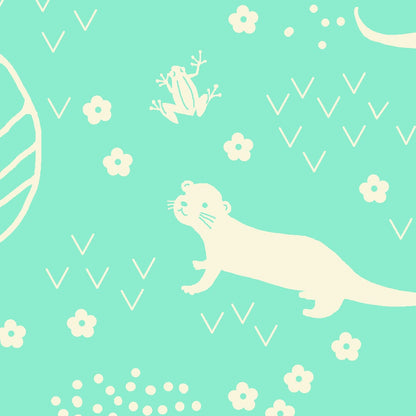 Paintbrush Studio Fabrics Otter Romp Otter Forest 12099313 Turquoise