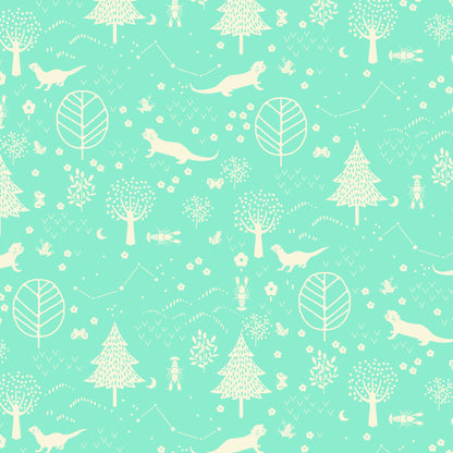 Paintbrush Studio Fabrics Otter Romp Otter Forest 12099313 Turquoise