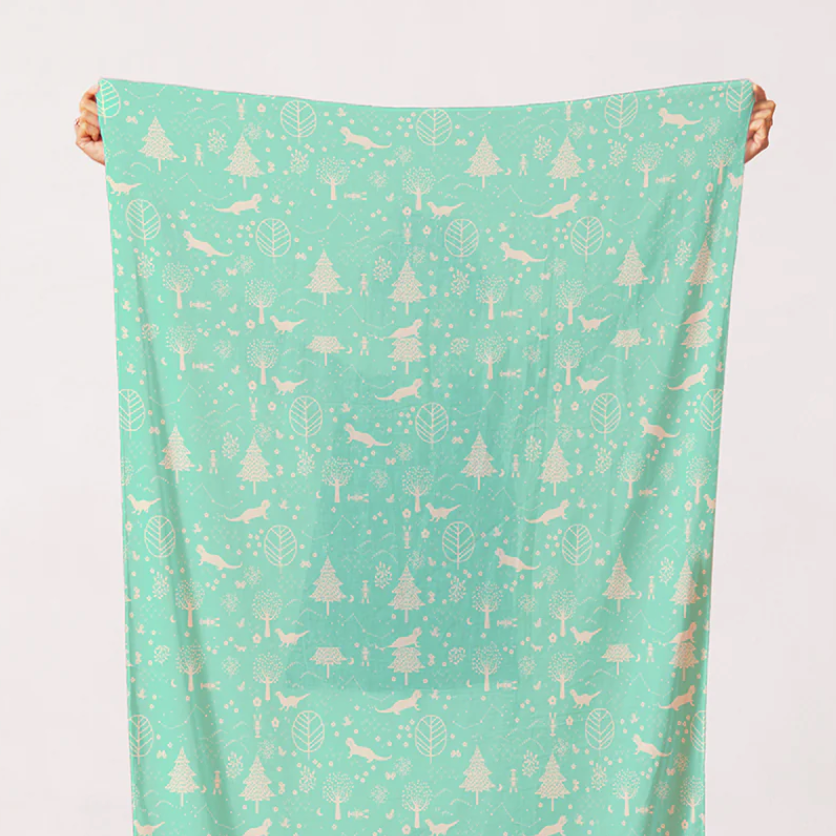 Paintbrush Studio Fabrics Otter Romp Otter Forest 12099313 Turquoise