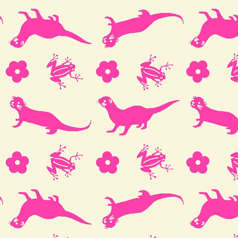 Paintbrush Studio Fabrics Otter Romp Otter Stripe 12099371 Pink