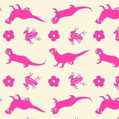 Paintbrush Studio Fabrics Otter Romp Otter Stripe 12099371 Pink