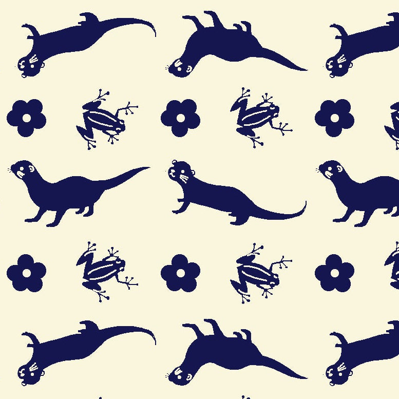 Paintbrush Studio Fabrics Otter Romp Otter Stripe Navy 12099373 