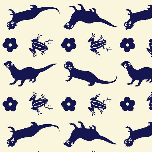 Paintbrush Studio Fabrics Otter Romp Otter Stripe Navy 12099373 