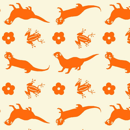 Paintbrush Studio Fabrics Otter Romp Otter Stripe Orange 12099374