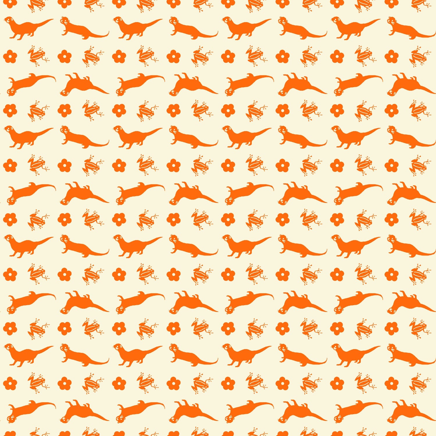 Paintbrush Studio Fabrics Otter Romp Otter Stripe Orange 12099374