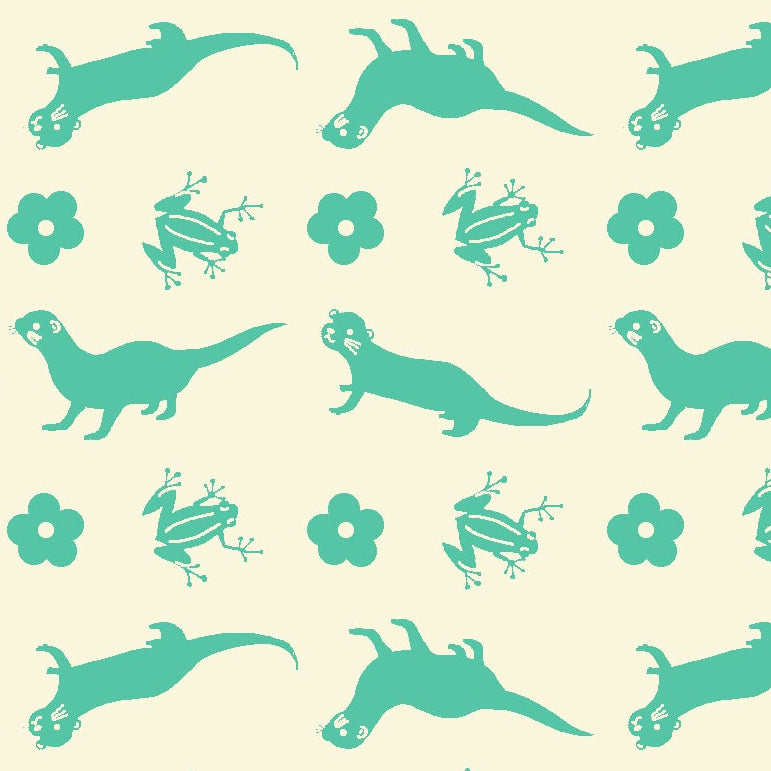 Paintbrush Studio Fabrics Otter Romp Otter Stripe Turquoise 12099372