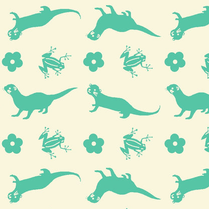 Paintbrush Studio Fabrics Otter Romp Otter Stripe Turquoise 12099372