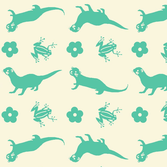 Paintbrush Studio Fabrics Otter Romp Otter Stripe Turquoise 12099372